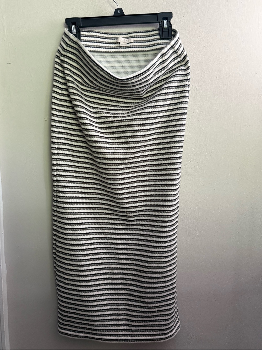 LOFT Black and White Striped Maxi Skirt